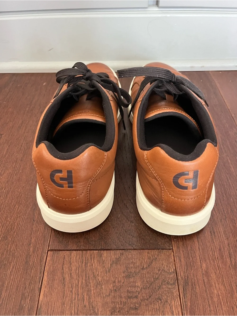 Cole Haan Tan Leather Low-Top Sneakers with Black Laces